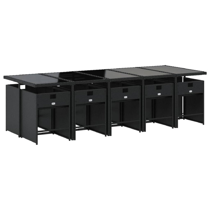 Set mobilier de exterior cu perne, 11 piese, negru, poliratan - WALTI WALTI