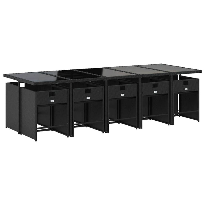 Set mobilier de exterior cu perne, 11 piese, negru, poliratan - WALTI WALTI