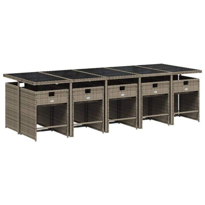 Set mobilier de grădină cu perne, 11 piese, gri, poliratan - WALTI WALTI
