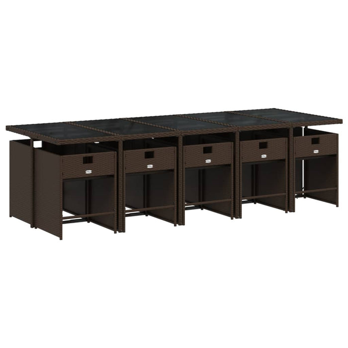 Set mobilier de grădină cu perne, 11 piese, maro, poliratan - WALTI WALTI
