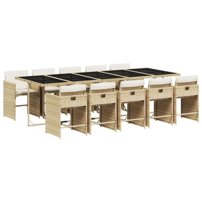 Set mobilier de grădină cu perne, 11 piese, bej, poliratan - WALTI WALTI