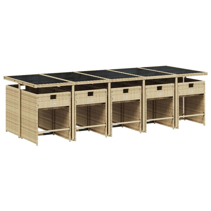 Set mobilier de grădină cu perne, 11 piese, bej, poliratan - WALTI WALTI