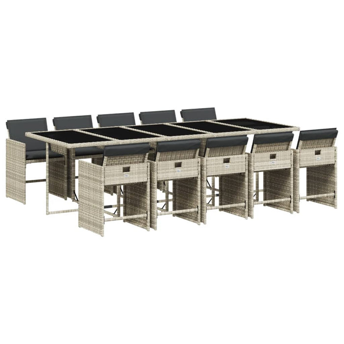 Set mobilier de grădină cu perne 11 piese gri deschis poliratan - WALTI WALTI