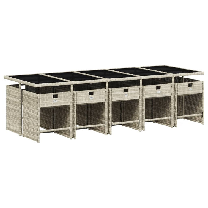 Set mobilier de grădină cu perne 11 piese gri deschis poliratan - WALTI WALTI