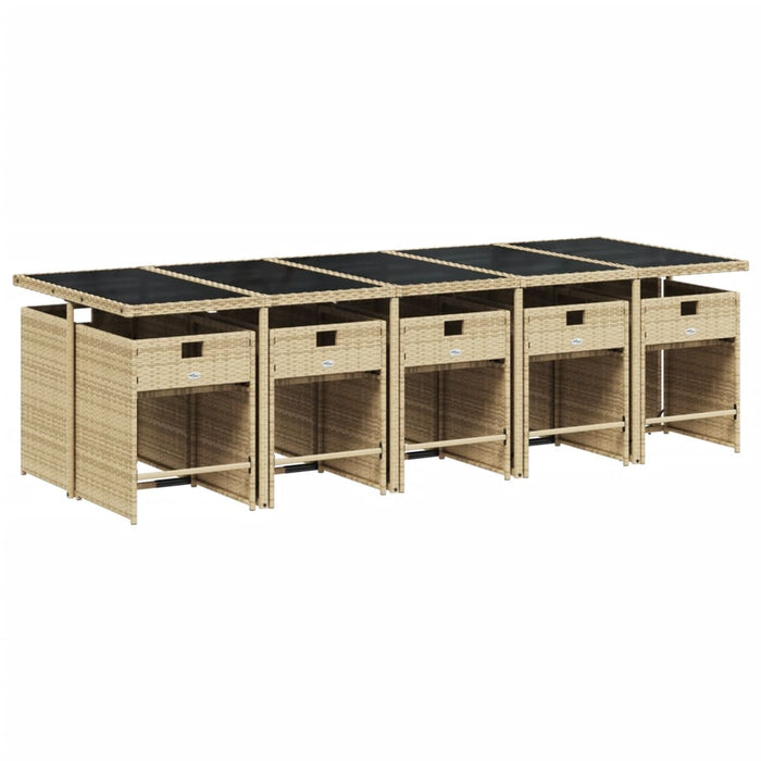 Set mobilier grădină cu perne, 11 piese bej combinat poliratan - WALTI WALTI