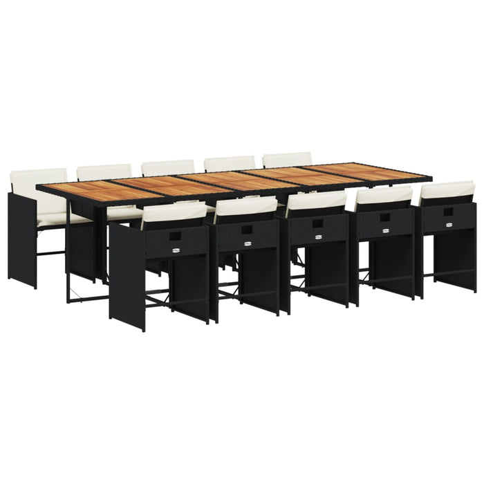 Set mobilier de exterior cu perne, 11 piese, negru, poliratan - WALTI WALTI