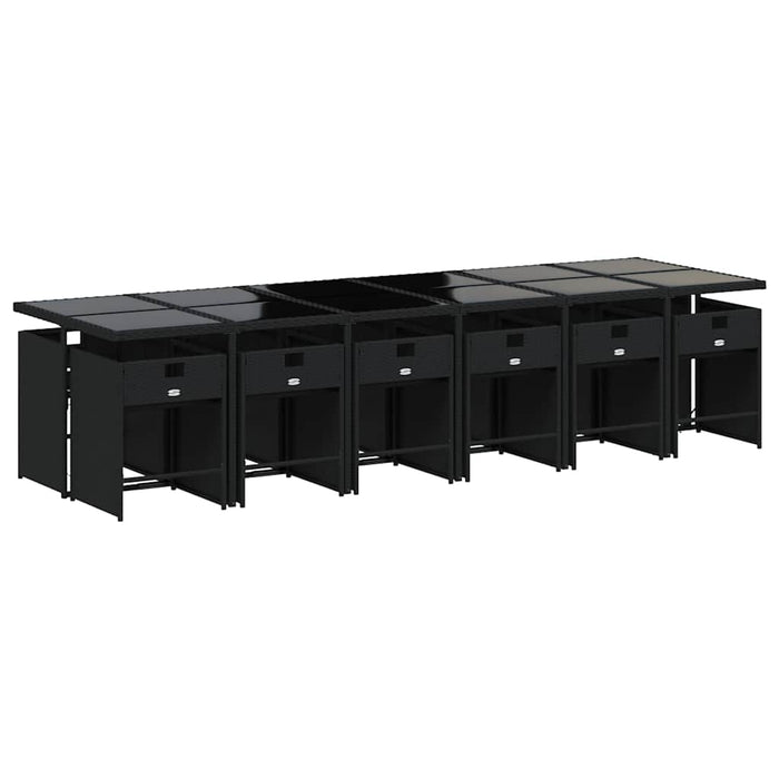 Set mobilier de grădină cu perne, 13 piese, negru, poliratan WALTI