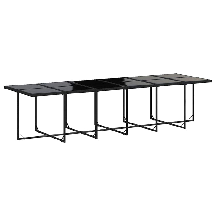 Set mobilier de grădină cu perne, 13 piese, negru, poliratan WALTI
