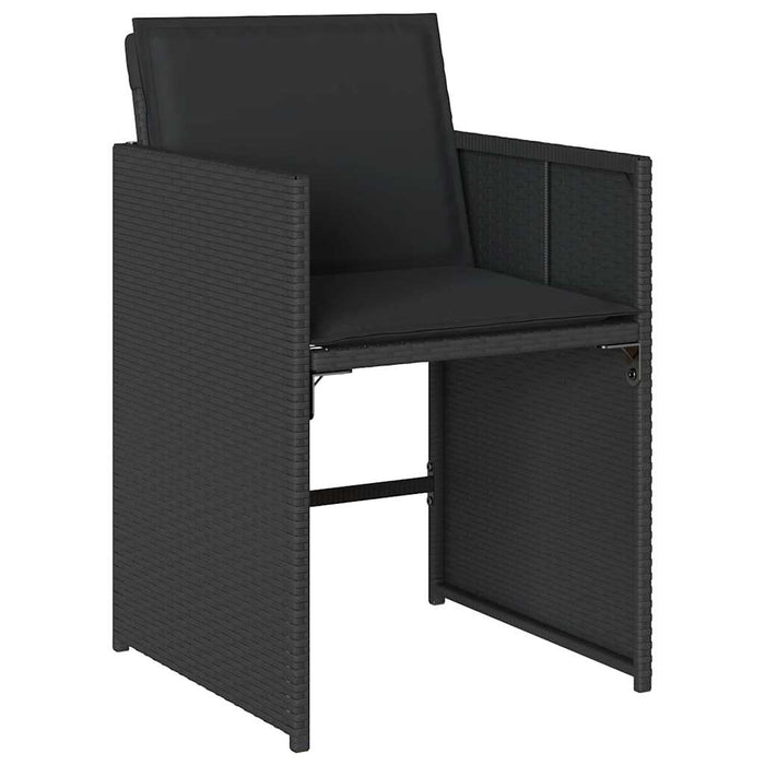 Set mobilier de grădină cu perne, 13 piese, negru, poliratan WALTI