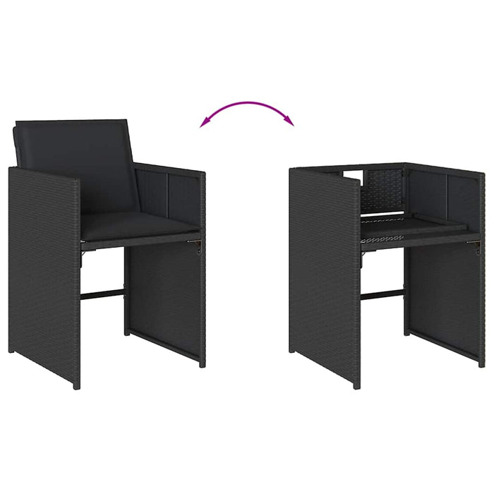 Set mobilier de grădină cu perne, 13 piese, negru, poliratan WALTI