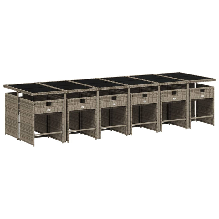 Set mobilier de grădină cu perne, 13 piese, gri, poliratan WALTI
