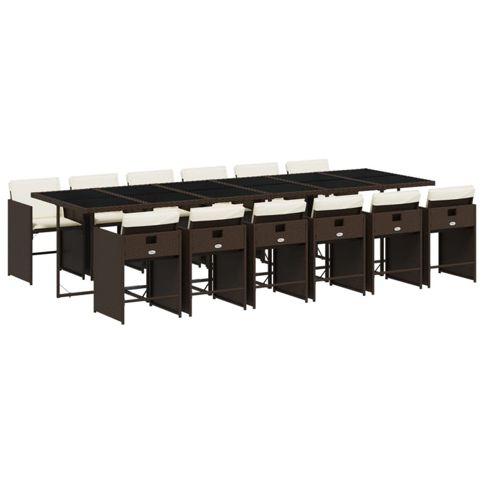 Set mobilier de grădină, 13 piese, maro, cu perne, poliratan - WALTI WALTI