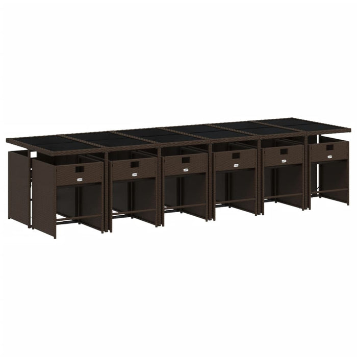 Set mobilier de grădină, 13 piese, maro, cu perne, poliratan - WALTI WALTI