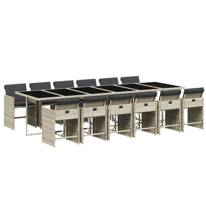 Set mobilier de grădină cu perne 13 piese gri deschis poliratan - WALTI WALTI
