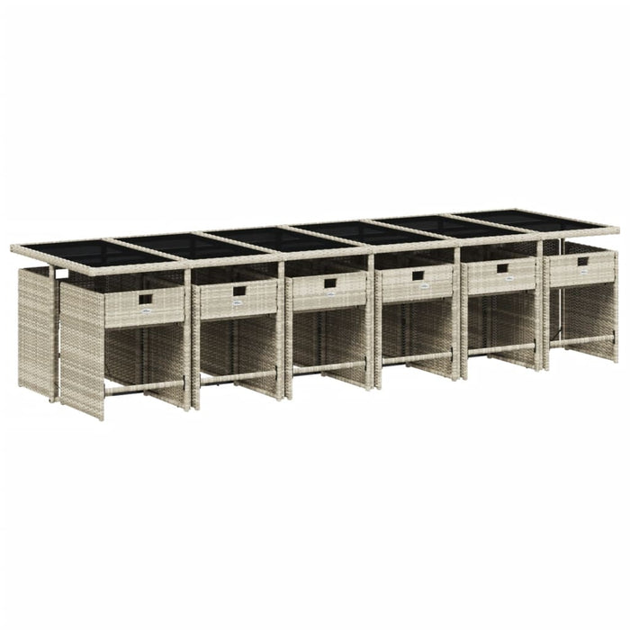 Set mobilier de grădină cu perne 13 piese gri deschis poliratan - WALTI WALTI