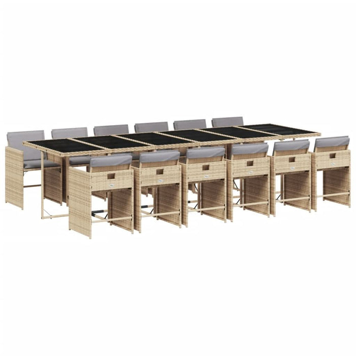 Set mobilier grădină cu perne, 13 piese, bej combinat poliratan - WALTI WALTI