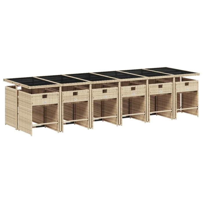 Set mobilier grădină cu perne, 13 piese, bej combinat poliratan - WALTI WALTI