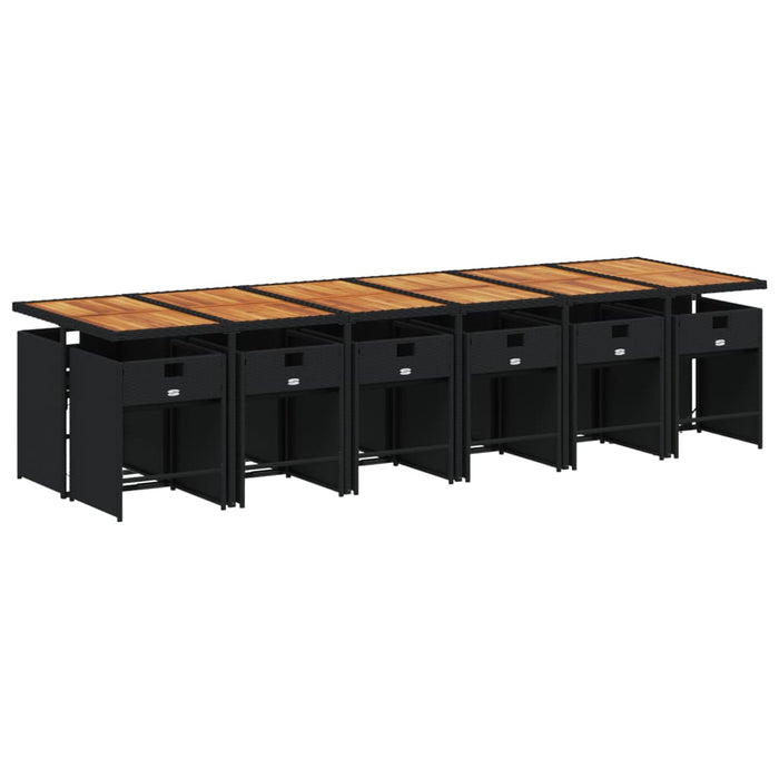 Set mobilier de grădină cu perne, 13 piese, negru, poliratan WALTI