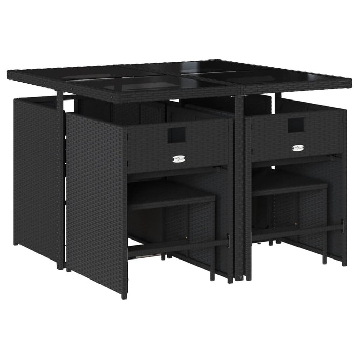 Set mobilier de grădină cu perne, 9 piese, negru, poliratan - WALTI WALTI