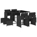 Set mobilier de grădină cu perne, 9 piese, negru, poliratan - WALTI WALTI