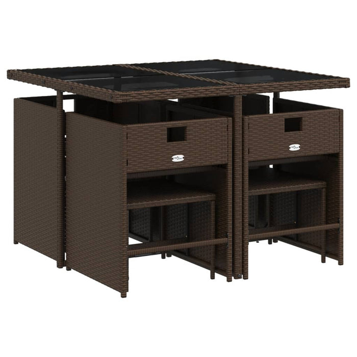 Set mobilier de grădină cu perne, 9 piese, maro, poliratan WALTI