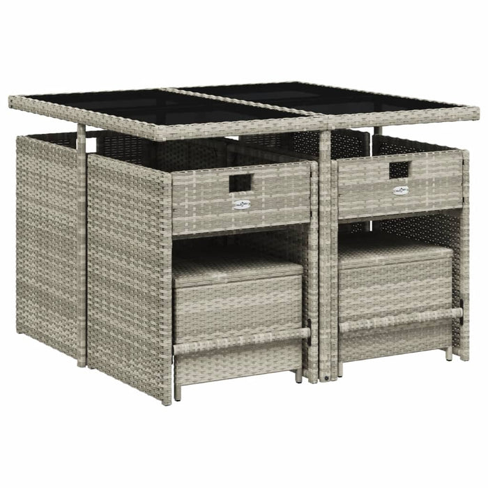 Set mobilier grădină cu perne, 9 piese, gri deschis, poliratan - WALTI WALTI