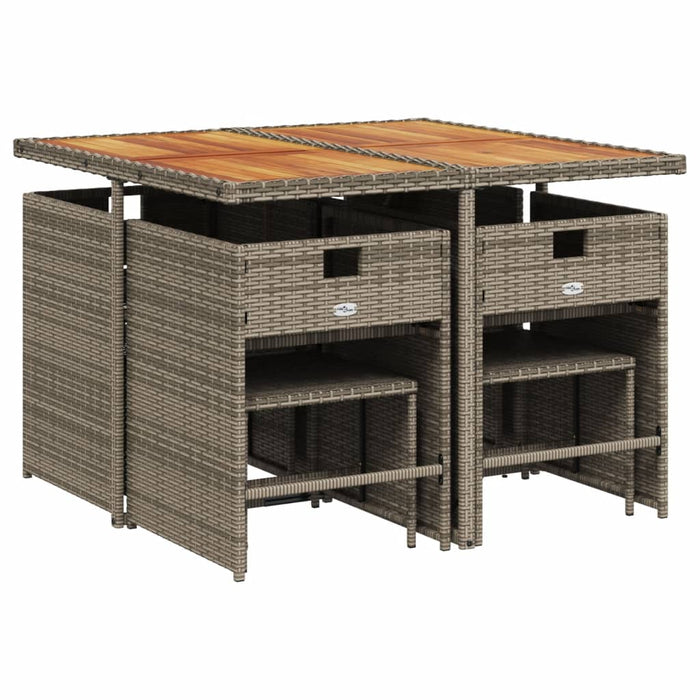 Set mobilier grădină cu perne, 9 piese, gri, poliratan - WALTI WALTI