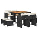 Set mobilier de grădină cu perne, 9 piese, negru, poliratan - WALTI WALTI