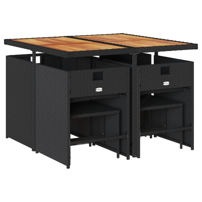 Set mobilier de grădină cu perne, 9 piese, negru, poliratan - WALTI WALTI