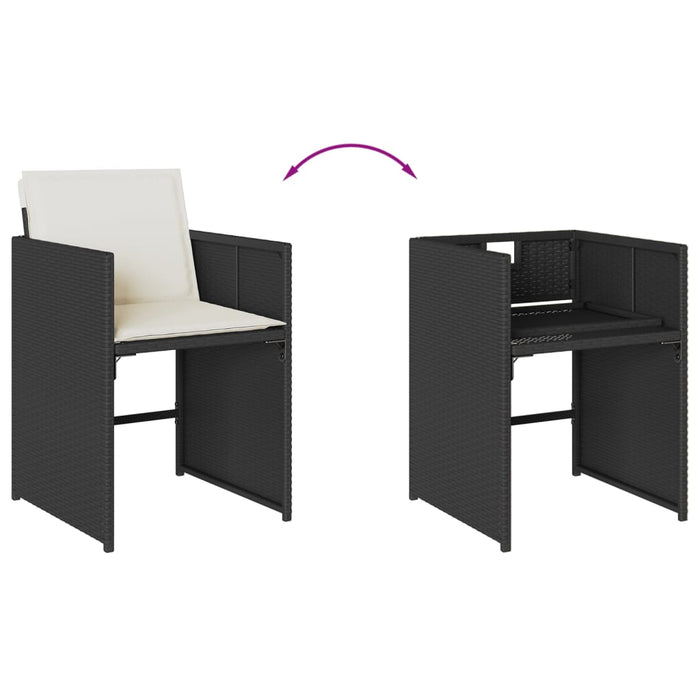 Set mobilier de grădină cu perne, 9 piese, negru, poliratan - WALTI WALTI