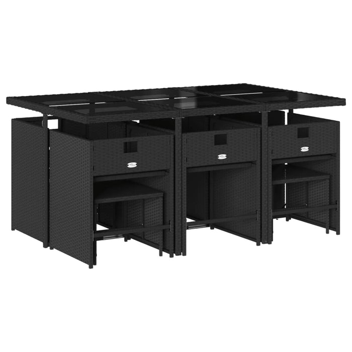 Set mobilier de exterior cu perne, 11 piese, negru, poliratan - WALTI WALTI