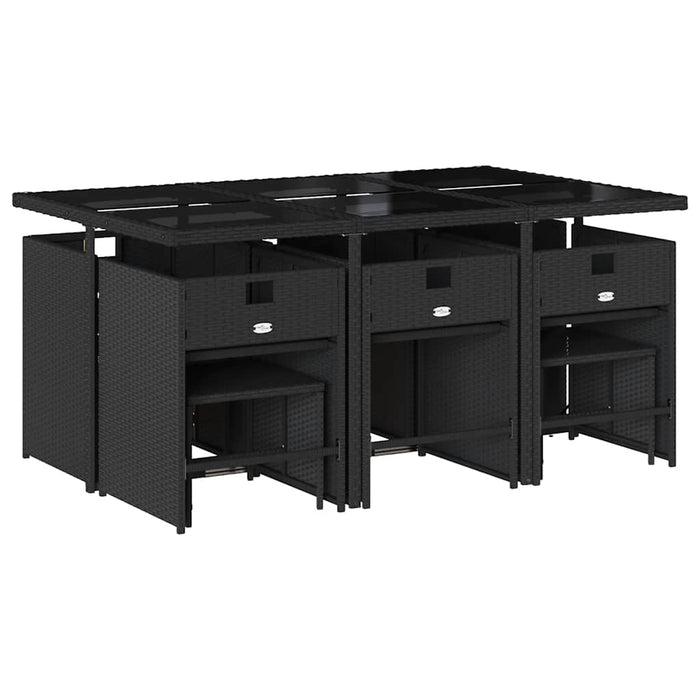 Set mobilier de exterior cu perne, 11 piese, negru, poliratan - WALTI WALTI