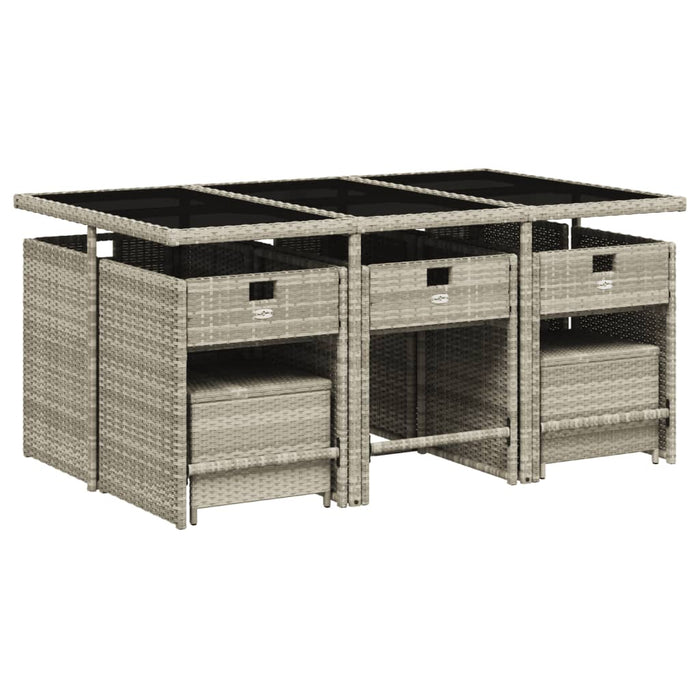 Set mobilier de grădină cu perne 11 piese gri deschis poliratan - WALTI WALTI
