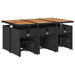 Set mobilier de exterior cu perne, 11 piese, negru, poliratan - WALTI WALTI
