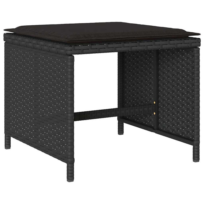 Set mobilier de grădină cu perne, 13 piese, negru, poliratan WALTI