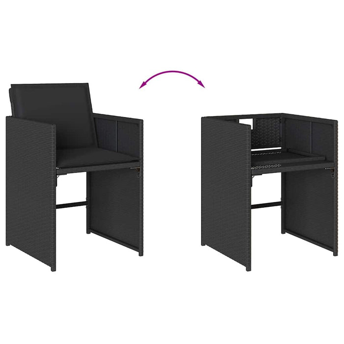 Set mobilier de grădină cu perne, 13 piese, negru, poliratan WALTI