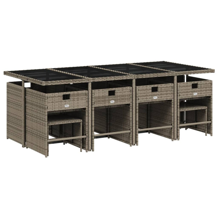 Set mobilier de grădină cu perne, 13 piese, gri, poliratan WALTI