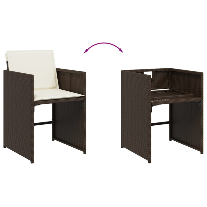 Set mobilier de grădină, 13 piese, maro, cu perne, poliratan WALTI