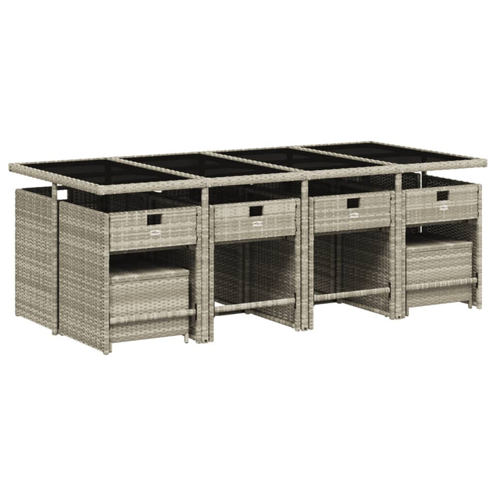 Set mobilier de grădină cu perne 13 piese gri deschis poliratan - WALTI WALTI