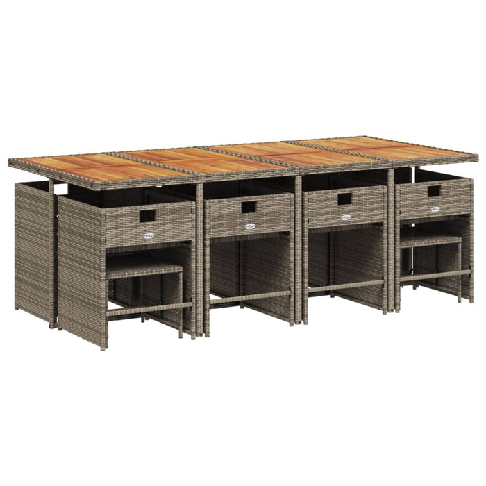 Set mobilier de grădină cu perne, 13 piese, gri, poliratan WALTI