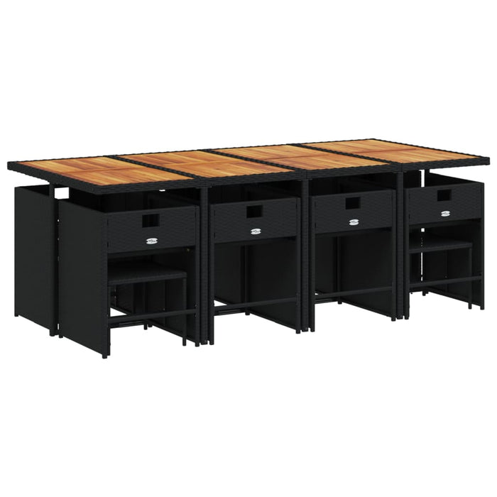 Set mobilier de grădină cu perne, 13 piese, negru, poliratan WALTI