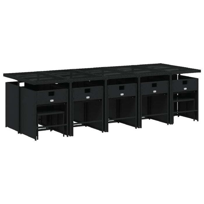 Set mobilier de grădină cu perne, 15 piese, negru, poliratan - WALTI WALTI