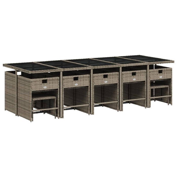 Set mobilier de grădină cu perne, 15 piese, gri, poliratan - WALTI WALTI