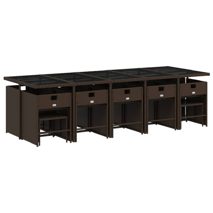 Set mobilier de grădină cu perne, 15 piese, maro, poliratan - WALTI WALTI