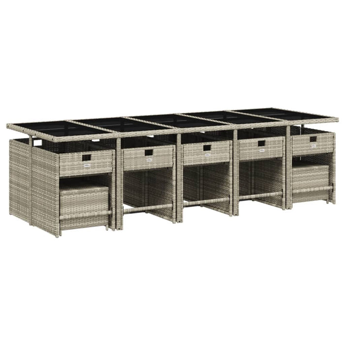 Set mobilier de grădină cu perne 15 piese gri deschis poliratan - WALTI WALTI