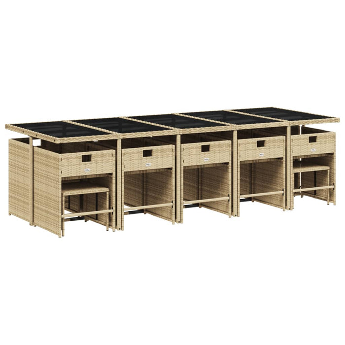 Set mobilier grădină cu perne, 15 piese, bej combinat poliratan - WALTI WALTI