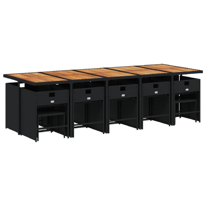 Set mobilier de grădină cu perne, 15 piese, negru, poliratan - WALTI WALTI
