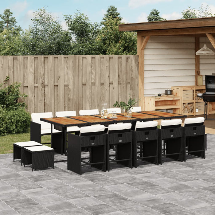 Set mobilier de grădină cu perne, 15 piese, negru, poliratan - WALTI WALTI
