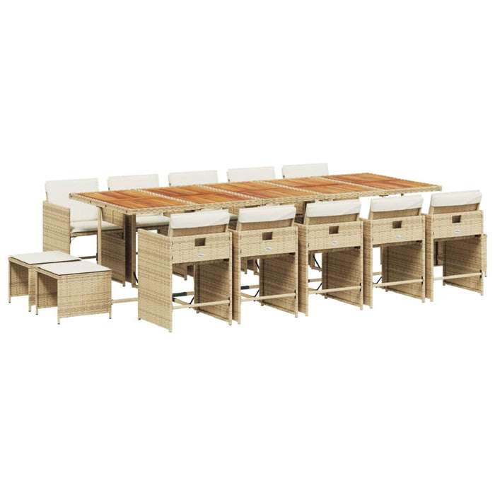 Set mobilier de grădină cu perne, 15 piese, bej, poliratan - WALTI WALTI