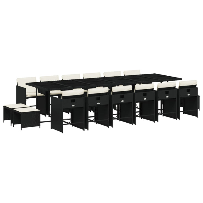 Set mobilier de grădină cu perne, 17 piese, negru, poliratan - WALTI WALTI